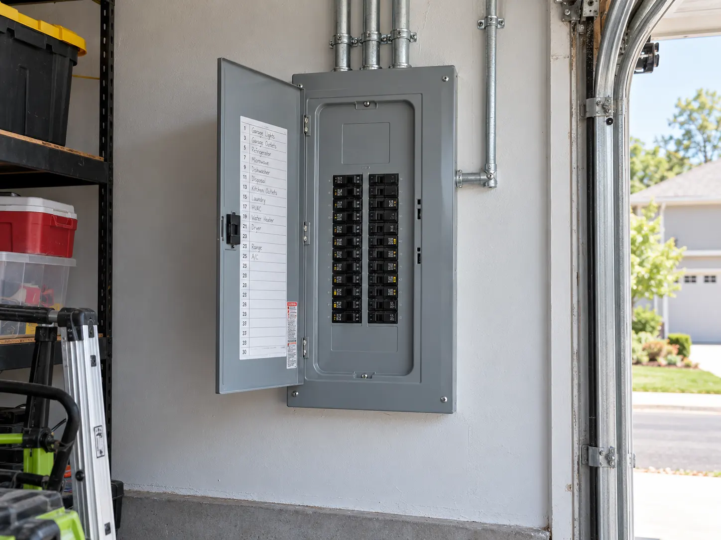 Completed residential electrical service distribution panel